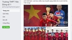 Thông báo cho học sinh nghỉ học để xem bóng đá của trường THPT Yên Dũng. Ảnh: Vietnamnet