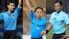 Từ trái qua phải: Trọng tài Trương Hồng Vũ, Nguyễn Ngọc Châu và Trần Đình Thịnh.
