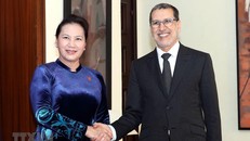 Chủ tịch Quốc hội Nguyễn Thị Kim Ngân (trái) hội kiến với Thủ tướng Maroc Saadeddine Othmani. Nguồn: TTXVN