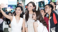 Hoa hậu Lương Thùy Linh cùng hai Á hậu gây 'náo loạn' ở sân bay