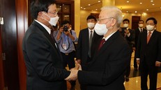 Tổng Bí thư Nguyễn Phú Trọng hội đàm với Tổng Bí thư, Chủ tịch nước Lào Thongloun Sisoulith