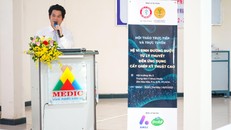 Bác sĩ Nguyễn Vũ Linh - Trưởng Trung tâm dinh dưỡng Vinamilk trình bày tại hội thảo.