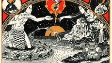 Âu Cơ và Lạc Long Quân chia tay nhau. Tranh: Tạ Huy Long