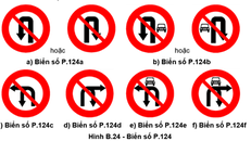 Các biển P.123a, P.123b, P.124c, P.124d, P.124e, P.124f
