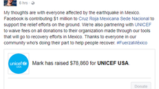 Ông chủ Facebook ủng hộ 1 triệu USD cho người dân Mexico