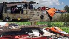 Hai ghe trọng tải lớn và tang vật sắt phế liệu do Chi cục Hải quan cửa khẩu Vĩnh Hội Đông tạm giữ. Ảnh: báo Hải quan