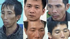 Bùi Văn Công (trái, nghi phạm được công an xác định là chủ mưu) cùng 4 đồng phạm. Ảnh: Công an cung cấp