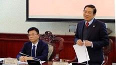 Đoàn công tác của Ban Chỉ đạo T.Ư về Phòng chống tham nhũng kiểm tra tại Bộ Tư pháp. Ảnh: Tiền Phong.