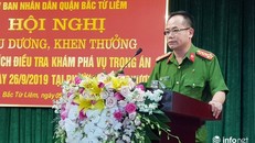Đại tá Nguyễn Thanh Tùng – Phó Giám đốc, Thủ trưởng cơ quan cảnh sát điều tra CATP Hà Nội phát biểu tại hội nghị.