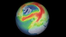Hình ảnh về lỗ thủng tầng ozone mới xuất hiện ở phía trên Vòng cực Bắc. (Ảnh: ESA).