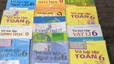 Số sách giả được phụ huynh phát hiện tại thị xã Duy Tiên (Hà Nam). Ảnh: VTV.