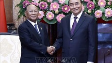 Chủ tịch nước Nguyễn Xuân Phúc tiếp Chủ tịch Quốc hội Campuchia Samdech Heng Samrin