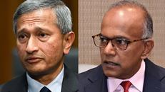 Ngoại trưởng Singapore Vivian Balakrishnan (trái) và Bộ trưởng Nội vụ và Luật pháp K Shanmugam. Ảnh: SCMP