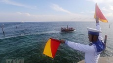 Chiến sỹ hải quân Việt Nam trên đảo Đá Lát thuộc quần đảo Trường Sa của Việt Nam. (Ảnh: Trần Việt/TTXVN)