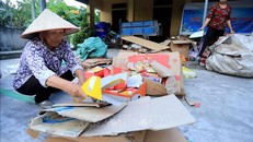 Hội viên Chi hội Phụ nữ thôn An Cơ Đông, xã Thanh Tân (Kiến Xương, Thái Bình) phân loại rác thải để bán cho các đơn vị thu mua. Ảnh: Thế Duyệt – TTXVN