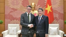 Phó Chủ tịch Quốc hội Nguyễn Đức Hải tiếp Thủ hiến bang Hessen Boris Rhein. Ảnh: TTXVN phát
