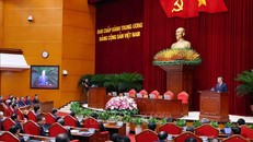 Tổng Bí thư Tô Lâm phát biểu bế mạc Hội nghị lần thứ mười hai Ban Chấp hành Trung ương Đảng khóa XIII. Ảnh: Phạm Kiên/TTXVN.