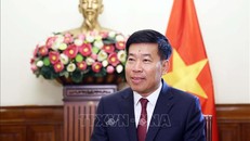 Thứ trưởng Bộ Ngoại giao Nguyễn Mạnh Cường trả lời báo chí trước chuyến thăm cấp Nhà nước tới Lào của Tổng Bí thư Tô Lâm và chuyến công tác của Thủ tướng Phạm Minh Chính tới Lào. Ảnh: An Đăng/TTXVN