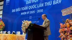 Nhà báo, Nhà ngoại giao Nguyễn Xuân Thắng - Chủ tịch LH các Hội UNESCO Việt Nam phát biểu khai mạc Đại hội