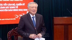 Phó Thủ tướng Thường trực Nguyễn Hòa Bình phát biểu chúc Tết cán bộ, chiến sĩ Cục Cảnh sát kinh tế, Bộ Công an nhân dịp Tết Nguyên đán Bính Ngọ 2026. Ảnh: Phạm Kiên/TTXVN