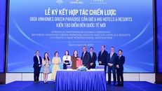 Lễ ký kết hợp tác giữa Vinhomes Green Paradise và IHG Hotels & Resorts mở đường cho sự hiện diện của những tiêu chuẩn du lịch, nghỉ dưỡng hàng đầu thế giới tại siêu đô thị biển. Ảnh: Vinpearl.