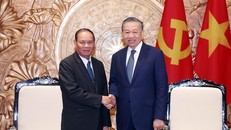 Tổng Bí thư, Chủ tịch nước Tô Lâm tiếp Thường trực Ban Bí thư Trung ương Đảng Nhân dân Cách mạng Lào