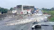 Hiện trường xảy ra vụ tai nạn. (Ảnh: Tuấn Kiệt)