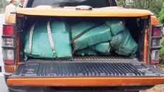 Chiếc xe bán tải mà 2 người đàn ông dùng để chở hơn 300kg ma túy đá. (Ảnh: HP)