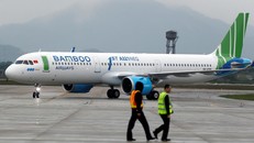 Máy bay Airbus A321 Neo của Bamboo Airways tại cảng Hàng không Quốc tế Nội Bài.