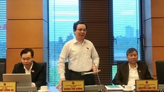 Đại biểu Hoàng Văn Cường phát biểu tại buổi thảo luận tổ, sáng 22/5.