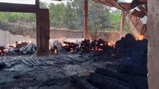 Số gỗ quý trong kho bị thiêu rụi gần như hoàn toàn.