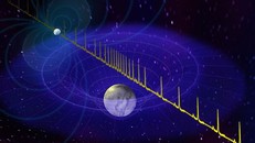 Mô phỏng về siêu sao neutron vừa được phát hiện (góc trái) và một sao lùn trắng đã vô tình giúp người trái đất quan sát được sao neutron đang ẩn nấp sau nó - Ảnh đồ họa từ SWNS