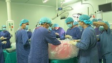 Các bác sỹ thực hiện ca ghép cho nữ bệnh nhân. (Ảnh: Vietnamplus)