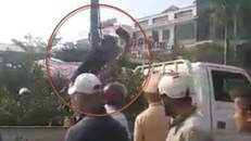 Người đàn ông nhảy lên ô tô công vụ chặt quất cảnh bị tịch thu