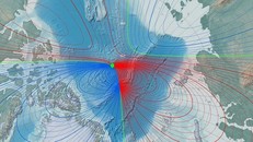 Cực từ trường phía bắc của Trái Đất đang dịch chuyển từ Canada đến Siberia. - Ảnh: Science Alert.