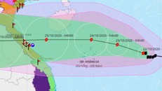 Đường đi của bão số 8 hướng vào các tỉnh từ Nghệ An đến Thừa Thiên - Huế.