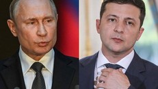 Tổng thống Nga Vladimir Putin và người đồng cấp Ukraine Volodymyr Zelensky. (Nguồn: Getty)