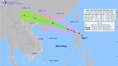 Bản đồ đường đi của bão số 3 trên biển Đông (sáng 24/8). 