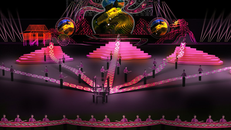 Phối cảnh sân khấu chương trình nghệ thuật tôn vinh xòe Thái. (Ảnh: Newday Media)