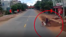 Container đánh lái gấp cứu sống người đàn ông sang đường nguy hiểm