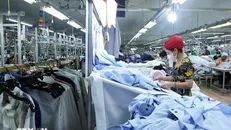 Sản xuất hàng dệt may xuất khẩu. Ảnh: TTXVN