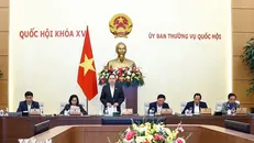 Chủ tịch Quốc hội Trần Thanh Mẫn chủ trì Phiên họp của Uỷ ban Thường vụ Quốc hội cho ý kiến về việc chuẩn bị Kỳ họp thứ 9, Quốc hội khóa XV. Ảnh: Doãn Tấn/TTXVN.