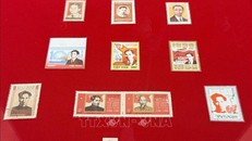 Bộ sưu tập tem về Chủ tịch Hồ Chí Minh được trưng bày.