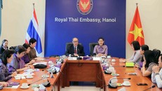 Quang cảnh buổi gặp mặt các giáo viên từng nhận Giải thưởng Công chúa Thái Lan Maha Chakri Sirindhorn tại Hà Nội. Ảnh: An Đăng/TTXVN