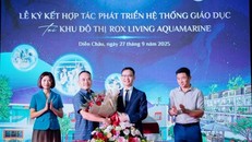 Ông Vũ Đức Tuyên, Giám đốc Kinh doanh Công ty TNHH Oleco - Nam Quang và ông Nguyễn Nghĩa Lâm, Tổng giám đốc Công ty TNHH Xây dựng và Bất động sản Johoo Việt Nam, Chủ quản của Hệ thống mầm non Montessori Vinh ký thỏa thuận hợp tác