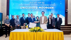 Lãnh đạo Unicloud Group và Moorgen Group ký biên bản ghi nhớ hợp tác.