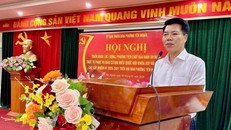 Bí thư Đảng ủy, Chủ tịch HĐND phường Yên Nghĩa Nguyễn Nguyên Quân phát biểu. Ảnh: Thuỳ Dương