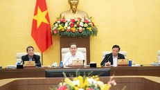 Chủ tịch Quốc hội Trần Thanh Mẫn cùng các Phó Chủ tịch Quốc hội Nguyễn Đức Hải và Nguyễn Khắc Định tham dự phiên họp.