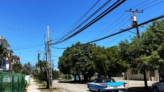 Các đường dây điện phía trên một con đường ở Miramar, La Habana (Cuba).