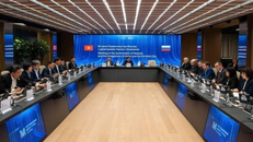 Cuộc gặp làm việc giữa thành phố Moskva, thành phố Hà Nội và thành phố Hồ Chí Minh tại Trung tâm tình huống thành phố Moskva. 